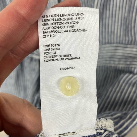 Anthropologie Linen Blue Striped Romper Tie Waist Size‎ 0 Bohemian Playsuit Boho - Picture 9 of 10